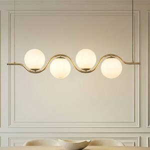 Lampada a sospensione Isandro Lucande, dimmerabile, Bianco / Opale, Soggiorno / Sala da pranzo, Vetro, Design, Lampada a sospensione