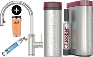 "QUOOKER FLEX bocca estraibile in acciaio inox VAQ PRO3 con CUBE 2 (3XRVSCUBE) 100°C Rubinetto per acqua bollente con sistema di acqua potabile Incl. tazza termica Spülenshop24