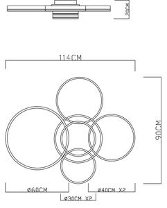 Globo 67260-120 - Plafoniera LED dimmerabile RUBIO 120W/230V 90x114 cm + telecomando