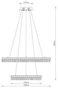 Globo 67387-72 - Lampadario LED dimmerabile a sospensione su cavo LAUREL 72W/230V trasparente+telecomando