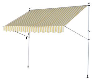 Tenda da Sole a Muro con Pali di Supporto 3x1.5m Bianco e Giallo