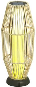 Outsunny Lampada Solare da Giardino con Illuminazione LED, in PE, Rattan e Acciaio, Ø26x72 cm, Grigio | Aosom Italy