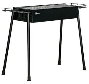Outsunny Barbecue a Carbonella con 2 Griglie e Cestini Laterali, 94x39x70cm, Nero | Aosom Italy