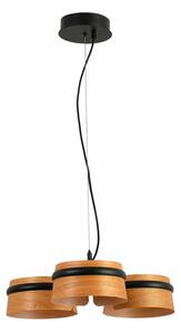 FARO BARCELONA Lampada a sospensione Loop LED, ciliegio/nero, legno, lunghezza 52 cm