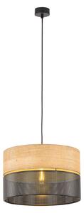 TK Lighting Lampada a sospensione Nicol, nero/effetto legno, Ø 38 cm, 1 luce, 1 x E27