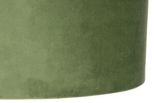 Lampada a sospensione paralume in velluto verde / oro 35cm - BLITZ I zwart