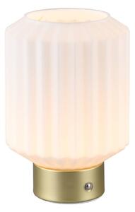 Reality Leuchten Lampada LED da tavolo Lord, ottone/opal, altezza 19,5 cm, vetro