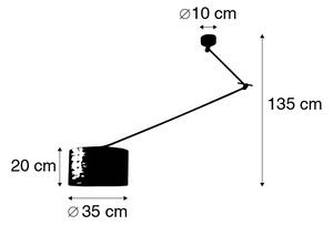 Lampada a sospensione nera 35 cm paralume regolabile grigio scuro - BLITZ I