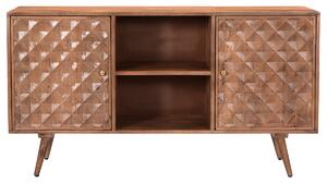 Credenza vintage in massello di mango con ante intagliate motivo punta di diamante L140 cm HIRA