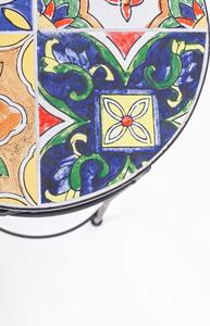 Set 6 Tavolini da Giardino in Acciaio con Piano in Ceramica a Mosaico Paloma Nero