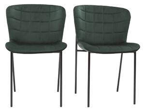 Sedie design in velluto verde scuro e metallo nero (set di 2) SAIGA
