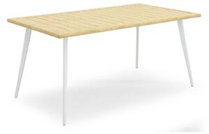 Tavolo da Giardino 160x90x75 cm in Acciaio Kraus Leonardo Bianco e Effetto Legno