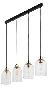 TK Lighting Sospensione Satipo, vetro, 4 luci, trasparente