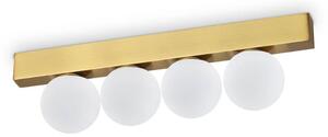 Ideallux Ideal Lux Lampada a plafoniera Ping Pong in ottone a 4 luci, vetro opalino