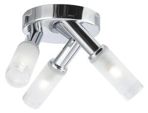 Searchlight Faretto da soffitto Bubbles, cromo/smerigliato, vetro, a 3 luci, IP44