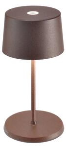 Zafferano Olivia mini 3K lampada da tavolo ricaricabile corten