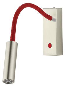 Busch Applique LED Rocco, nichel, braccio flex rosso