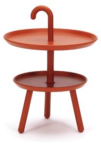 Tavolino da Giardino Ø41x55 cm 2 Ripiani in Polipropilene Arancione