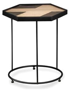 Tavolino da Giardino Esagonale 36x36x45 cm in Metallo e Legno Marrone