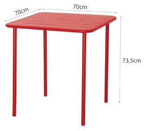 Tavolo da giardino Cafe in acciaio con piano in alluminio rosso per 4 persone 70x70cm