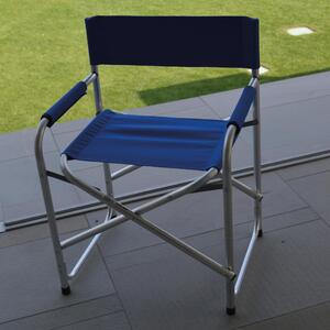 Sedia da giardino senza cuscino Regista pieghevole con braccioli in alluminio con seduta in textilene blu