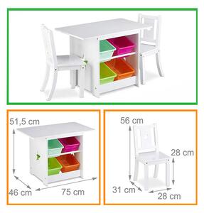 Set di tavolo e sedie per bambini in bianco