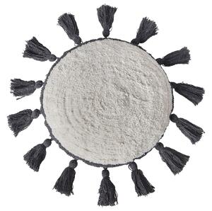 2 cuscini decorativi in cotone bianco sporco ⌀ 40 cm con frange grigio scuro Beliani