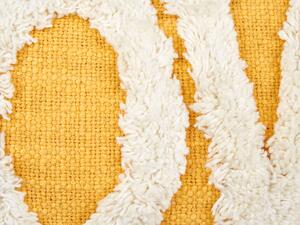 2 cuscini decorativi in cotone giallo 30 x 50 cm con testo bianco Beliani