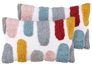 2 cuscini decorativi in cotone multicolore 30 x 50 cm con motivo astratto Beliani