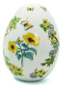 Uovo in Ceramica Vintage "Fiori Gialli con Uccellino" - Royal Family