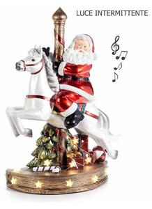 Carillon Babbo Natale a Cavallo con Luci e Musica