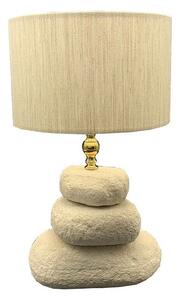 Lampada sassi in pietra con paralume in cotone 25x25x43H CM -