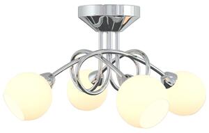 Lampada Soffitto con Paralumi Tondi Ceramica per 4 Luci LED G9