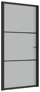 Porta Interna 102,5x201,5 cm Nero Opaco in Vetro e Alluminio