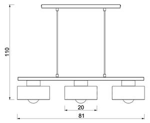 Lampadario a sospensione con filo MARTI 3xE27/15W/230V bianco/cromo