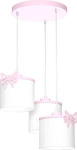 Lampadario a sospensione per bambini SWEET 3xE27/15W/230V bianco/rosa/farfalla