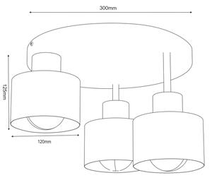 Plafoniera PARKLA 3xE27/15W/230V nero/oro