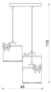 Lampadario a sospensione per bambini SWEET 3xE27/15W/230V bianco/rosa/farfalla