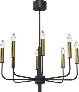 Lampadario a sospensione con filo AKASYA 8xE14/15W/230V nero/oro