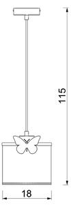 Lampadario a sospensione per bambini SWEET 1xE27/15W/230V bianco/rosa/farfalla