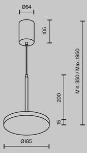 Maytoni P076PL-L12W3K-B - Lampadario LED a sospensione con filo PLATO LED/12W/230V 3000K nero