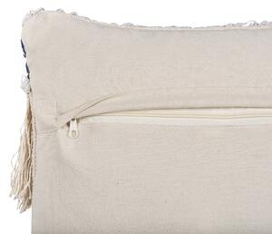 Cuscino decorativo in cotone beige 45 x 45 cm Federa per cuscino con frange testurizzate con imbottitura in poliestere Beliani