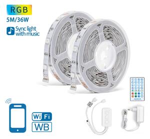 Striscia Led Smart 12V 36W 2×5 metri WiFi RGB luce regolabile e dimmerabile con telecomando Aigostar
