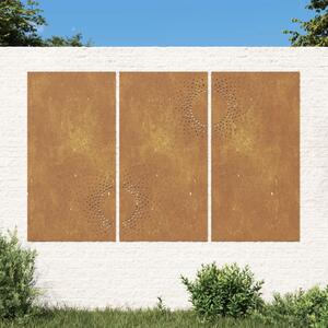 Decorazioni Muro da Giardino 3 pz 105x55 cm Sole Acciaio Corten