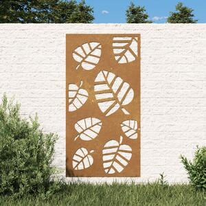 Decorazione Muro da Giardino 105x55 cm Foglia Acciaio Corten