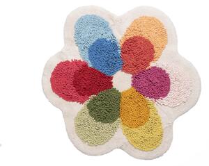 Tappeto Bagno Fiore in Ciniglia di Puro Cotone con Base Antiscivolo Multicolor