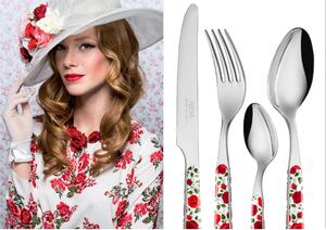 Posate colorate set 24 pezzi 6 posti tavola Bistrot Stile shabby chic , 18/10 in confezione regalo lavabili in lavastoviglie