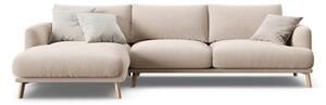 Divano angolare beige (con penisola a sinistra/con chaise lounge) con rivestimento in velluto Naomi – Micadoni