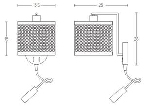 Zambelis 20355 - Lampada da parete LED 1xE27/40W + LED/3W/230V rattan