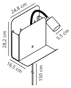 Nordlux - Lampada da parete ROOMI con mensola e USB 1xGU10/8W/230V bianco